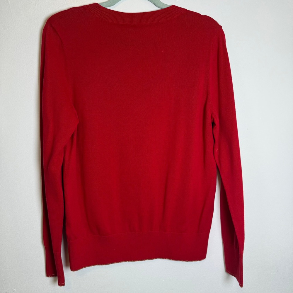 Vineyard Vines Red Velvet Heritage Cotton V Neck Sweater Womens Medium M Whale - Picture 3 of 11